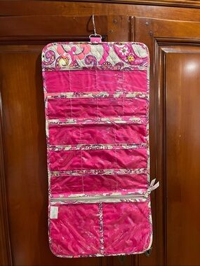 Vera Bradley Pink Paisley Quilted Hanging jewelry/makeup Organizer.
